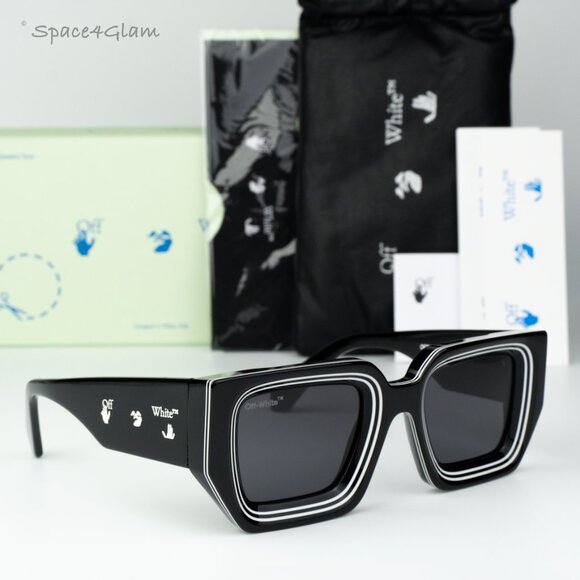 Off-White Men Sunglasses Black Grey Square OERI048 FRANCISCO 1007 NEW AUTHENTIC - Picture 3 of 10